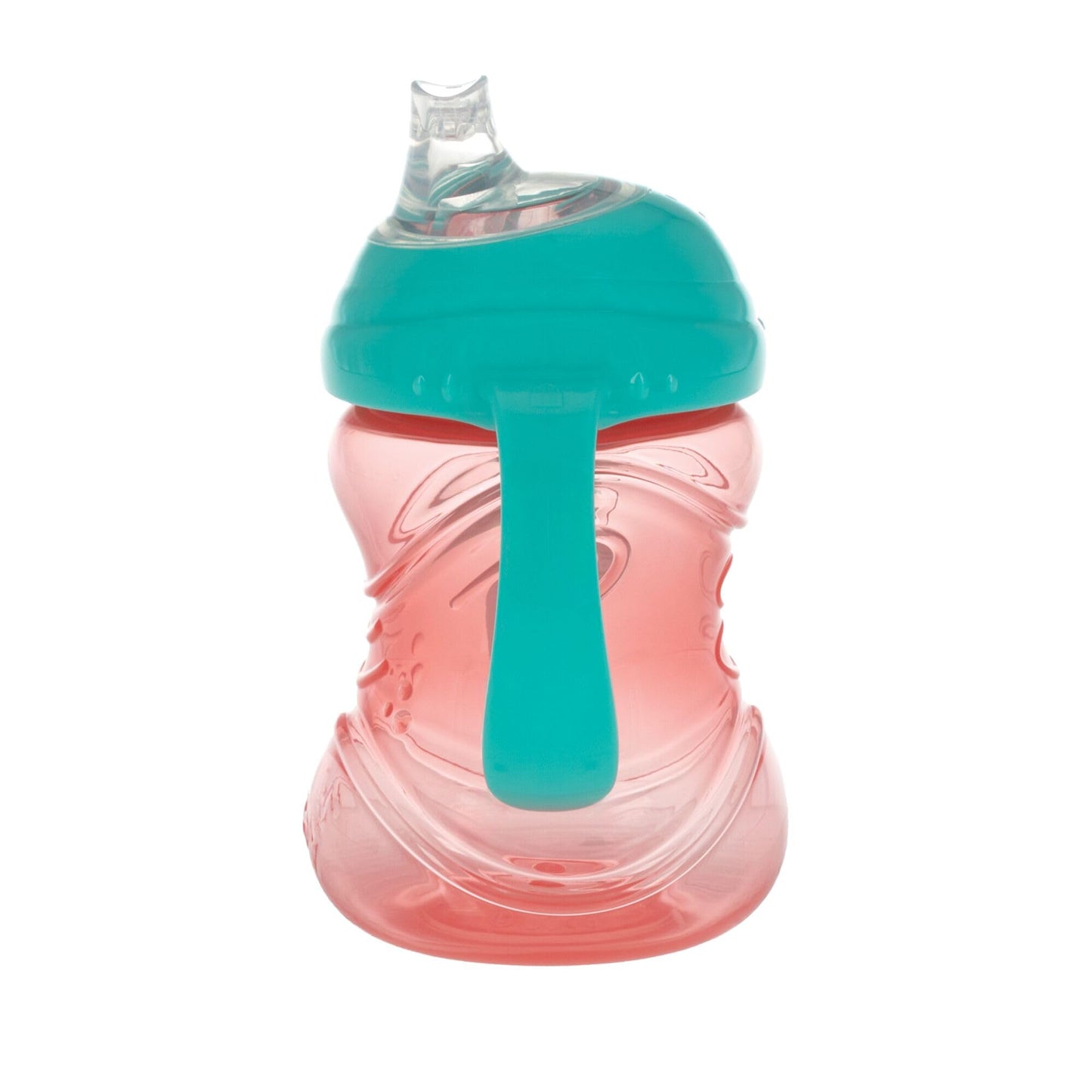 Nuby Clik-It Soft Spout No-Spill Training Sippy Cup With Handles - (2-Pack) 10 Oz - 4+ Months - Aqua/Red/Orange