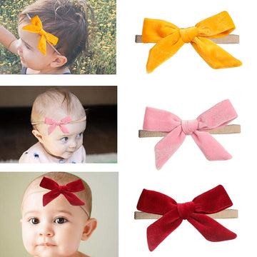 Insowni 15 Pack Solid Velvet Bow Super Stretchy Nylon Headbands Hairbands Accessories For Baby Girls Toddlers Newborns Infants K
