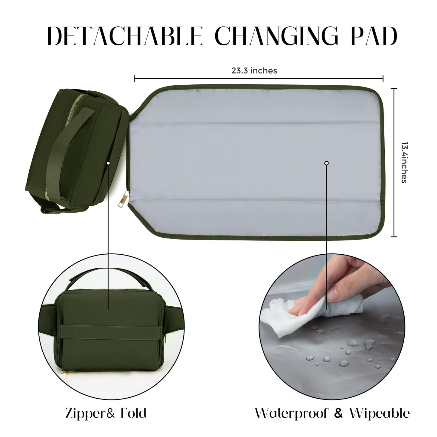 Printe Small Diaper Bag With Portable Changing Pad, Crossbody Diaper Pack With Wipes Pocket, Women Waist Bag For Travel Stroller