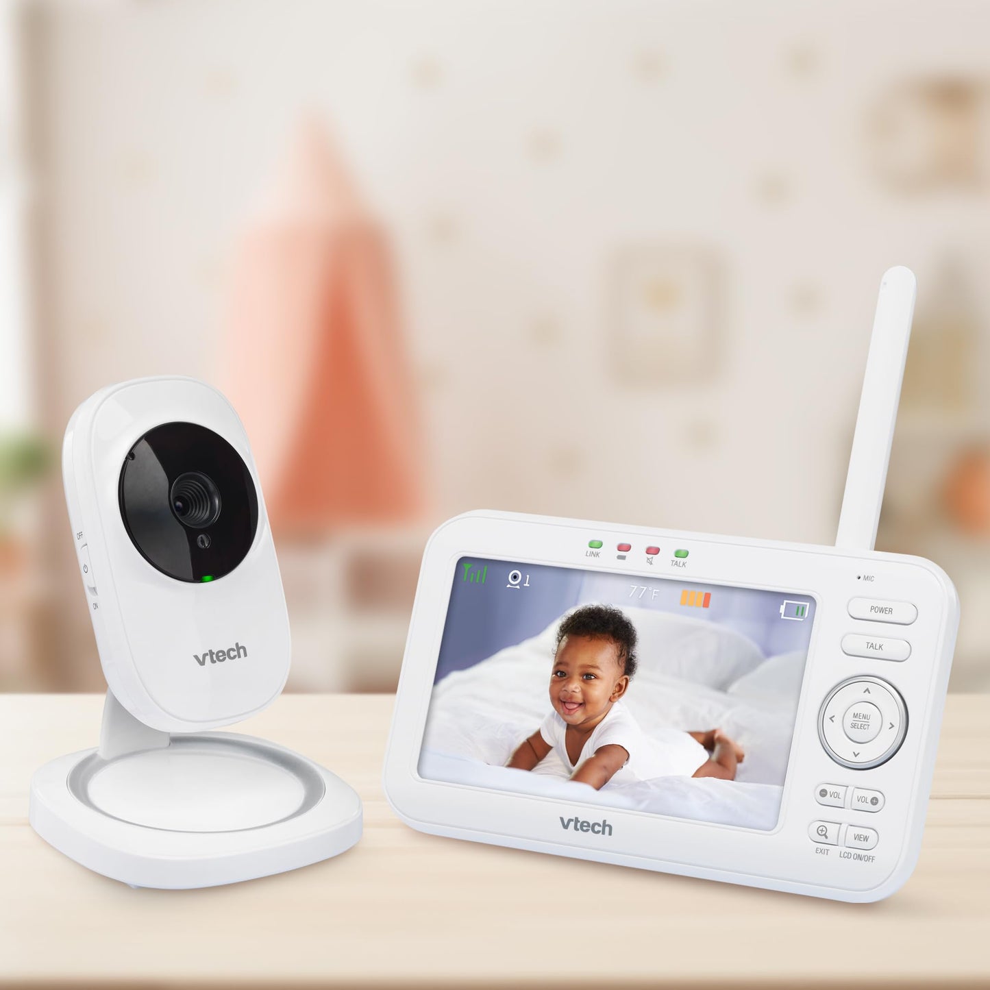 Vtech Vm5251 5 Digital Video Baby Monitor With Full-Color And Automatic Night Vision, White 5 Inch