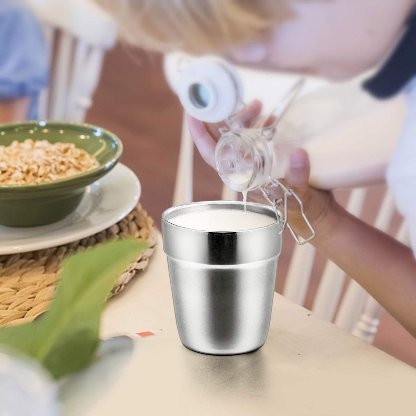 E-Far Metal Cups For Kids Baby, 6 Ounce Stainless Steel Insulated Cups For Toddler Children, Training & Transition, Double Wall