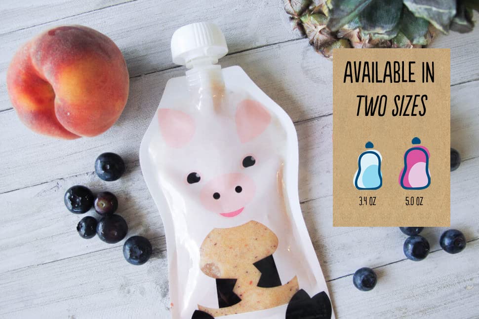 Squooshi Reusable Baby Food Pouches - 3.4 Oz-6 Small Pouches - Baby Food Storage - Pouches Toddler - Refillable Squeeze Pouch Fo