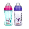 Nuby 2 Pack No Spill Printed Thirsty Kids No-Spill Sip-It Sport Cup With Soft Spout And Lid - 12Oz, 12+ Months, 2 Pack, Dog/Leop