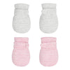 Newborn Baby No Scratch Mittens Stay On, 100% Cotton Breathable, Adjustable Infant Gloves For Baby Boys Girls Mittens (Pink/Gary