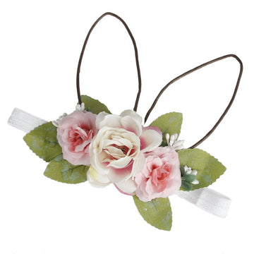Dreamlily Baby Girls Flower Crown Spring Bunny Headband Woodland Floral Head Piece For Toddler Bb14 (Pink)