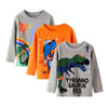 Hileelang Toddler Kids Boy Long Sleeve Top Tee Shirt Basic Cotton Casual Dinosaur T-Shirt Winter Undershirt 4T