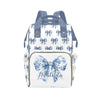 Workvalor Blue Bow Personalized Diaper Bag with Custom Name - Custom Baby Tote Backpack for Mom, Unique Gift for New Parents, Ba