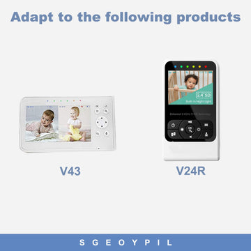 Round Charger Adapter For Babysense Video Split Screen Baby Monitor V24R V43 Replacement Battery Power Supply Cord (Will Not Fit