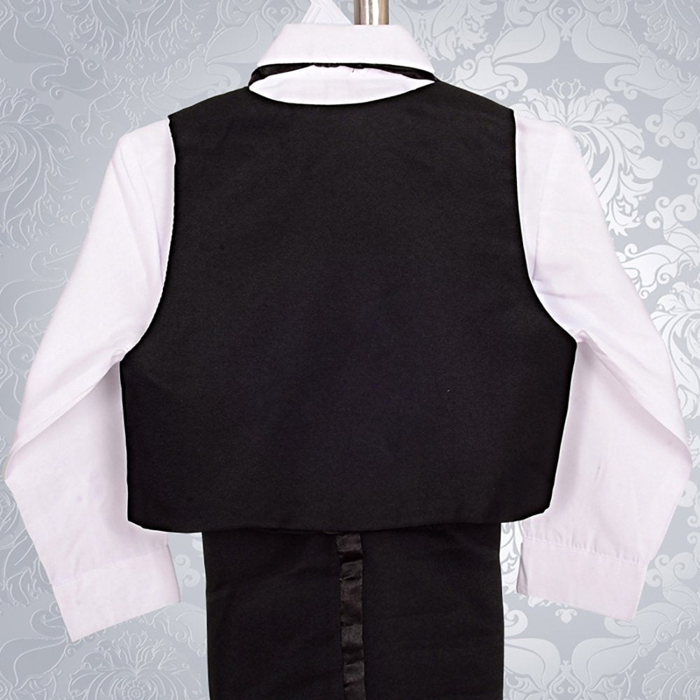 Lito Angels Baby Boys' Formal Tuxedo Suits Wedding Christening Outfits No Tail 5 Piece Set Size 3 Months Black