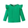 Lysmuch Toddler Baby Girls Long Sleeve Ruffle T Shirt Kids Casual Plain Solid Top Blouse T-Shirt Undershirt (Green,3-4T)