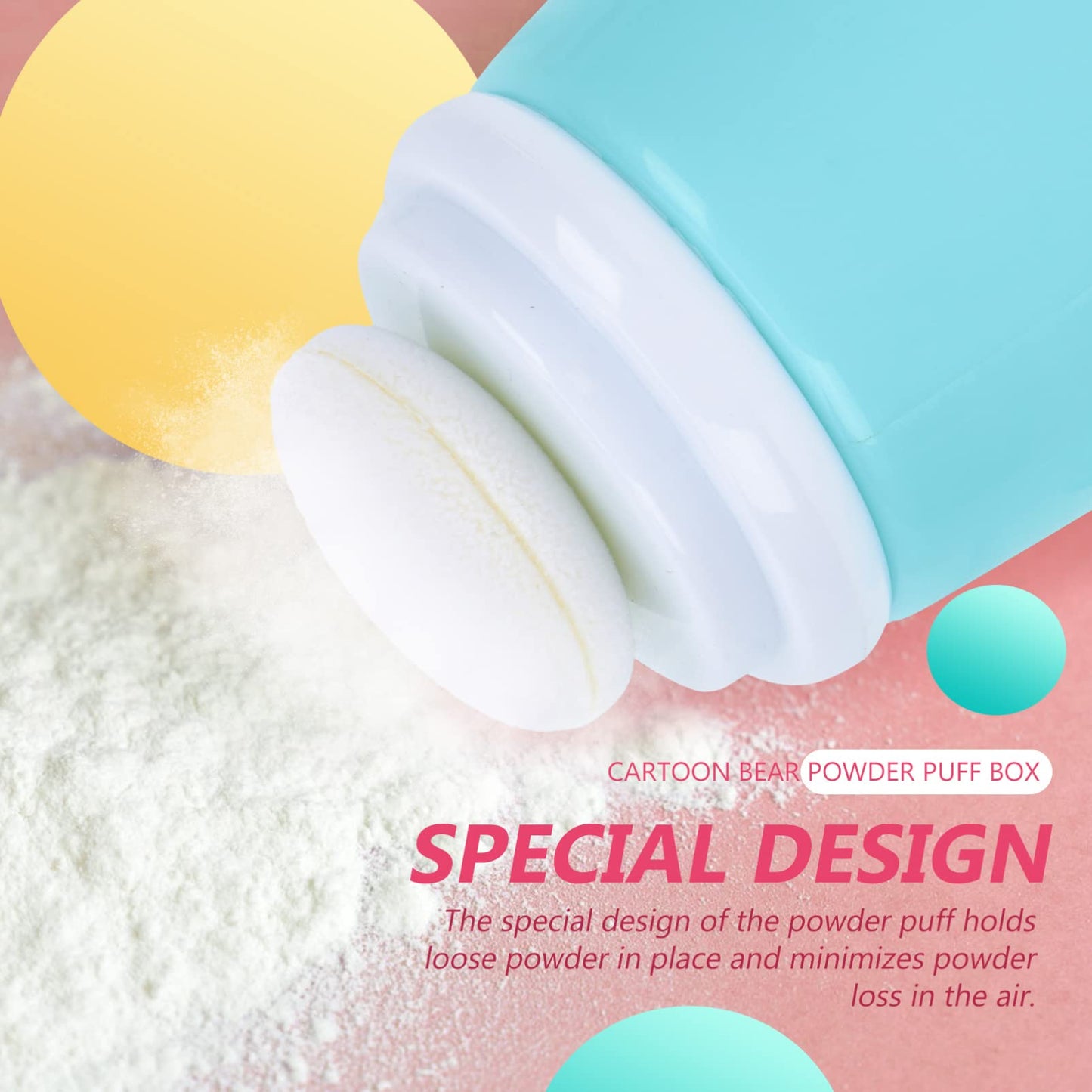 Osaladi Baby Powder Bottle: Cartoon Bear Powder Puff Box, Infant Loose Powder Box With Puff, Talcum Powder Container, Portable P
