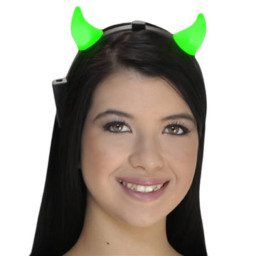 Blinkee Light Up Devil Horns Green Led Halloween Costume For Trick Or Treating And Night Time Safely