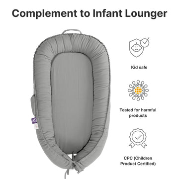 Infant Lounger Cover, 100% Organic Cotton, Newborn Essentials, Baby Gifts | Cover Only (Slategray_)