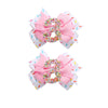 Birthday Hair Clips For Baby Girls - 2Pc Pink Sprinkle Bow Hair Clips For 3Rd Birthday Glitter Ice Cream Baby Bow Party Decorati