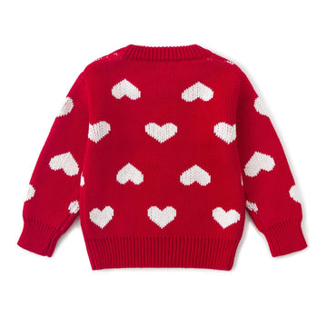 Simplee Kids Baby Girls' Valentine'S Sweater Red Pullover Coat Cotton Sweater Patterns To Knit Heart For Autumn Fall And Winter