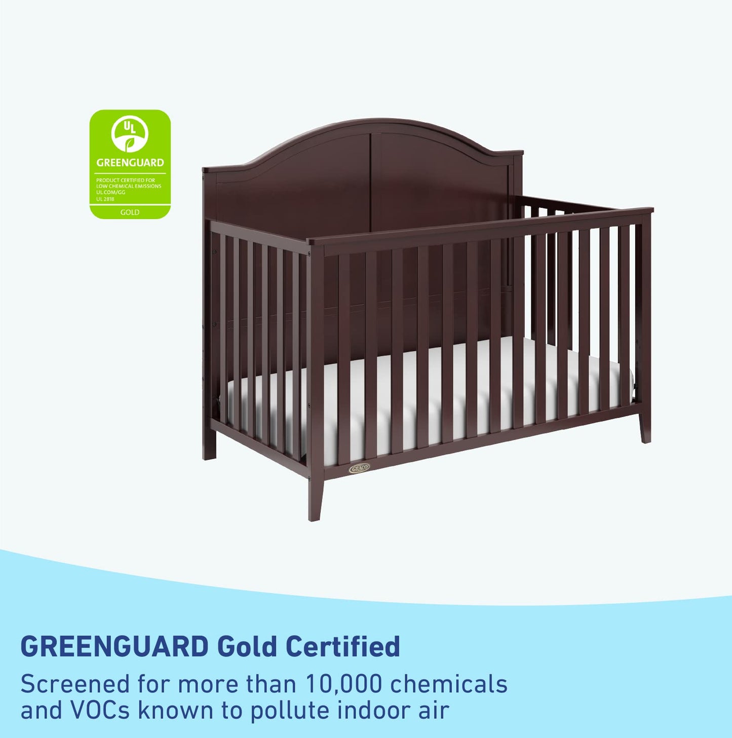 Graco Wilfred 5-In-1 Convertible Crib (Espresso) - Greenguard Gold Certified, Converts To Toddler Bed And Full-Size Bed, Fits St