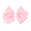 Wee Ones Girls' Grosgrain Hair Bow With Contrasting Moonstitch Edge And Wrap On A Weestay Hair Clip, Small, Light Pink With Whit