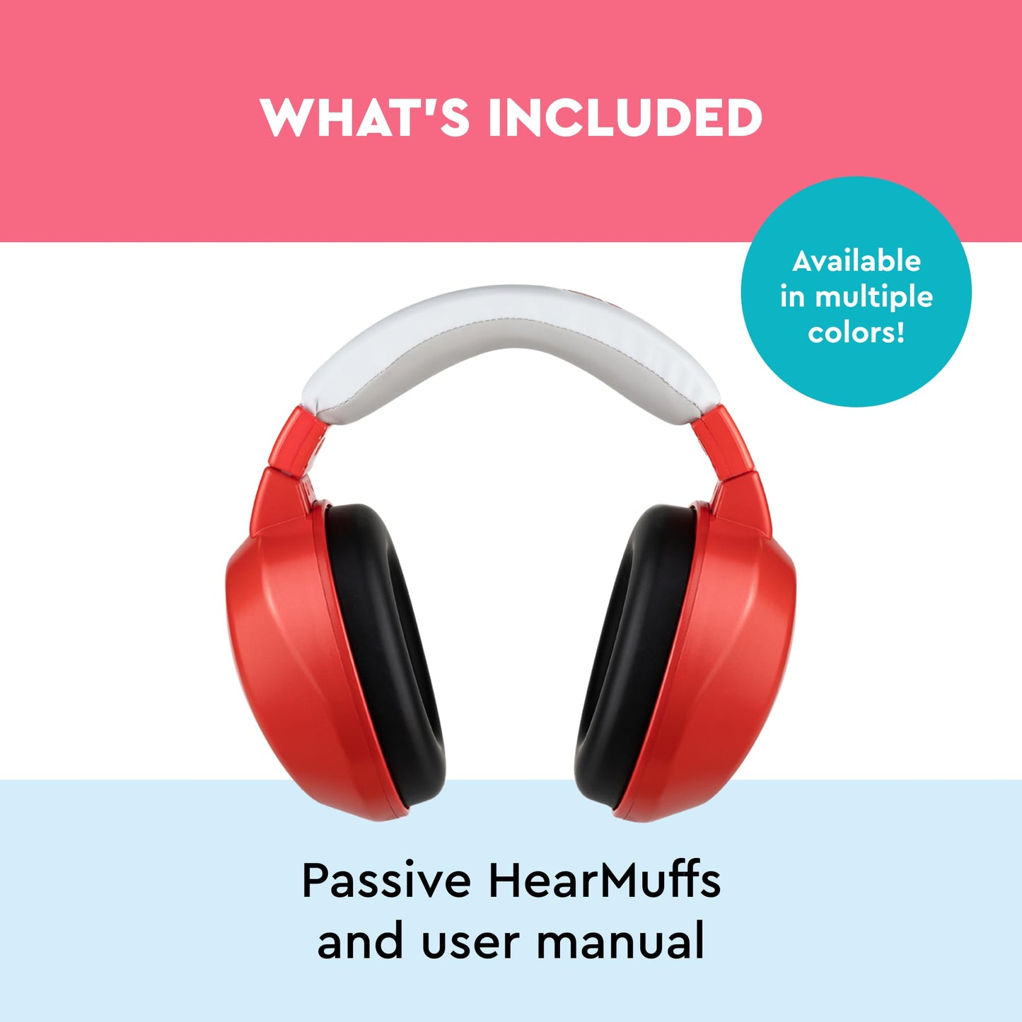 Lucid Audio HearMuffs Kids Hearing Protection Red/White (Over-the-ear Sound Protection Ear Muffs Ages 5+)