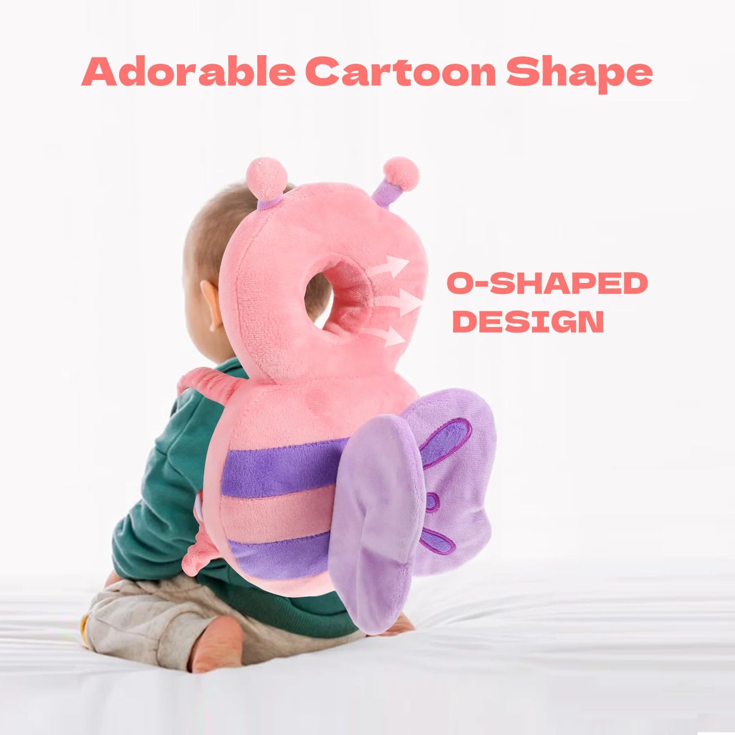 Grnstf Baby Toddler Head Protector, Baby Head Protection Backpack, Adjustable(Butterfly)