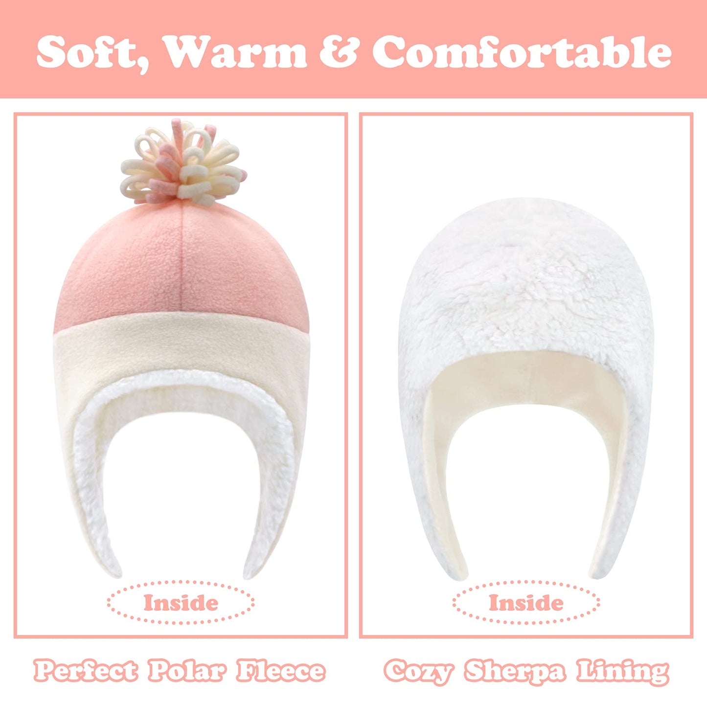 Sarfel Baby Winter Hat Girl Toddler Winter Hats For Girls Baby Winter Hats 12-18 Months Baby Hats And Mittens Girl Baby Beanie