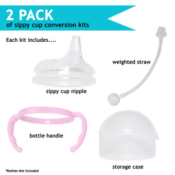 Botabee Pink Soft Spout - Transition Sippy Cup Kit For Comotomo 5 & 8 Oz Bottles - Conversion Kit Fits 5 Ounce & 8 Ounce Bottles