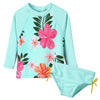 Toddler/Baby Girls Rash Guard Swimsuit Long Sleeve 2 Piece Swim Bottoms Set Upf 50+ 5-6T Cyan