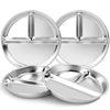Bakpoco Stainless Steel Kids Plates 4 Packs, Deepened 9 Portion Control Plate Divided Plate for Toddlers Adults Family Bariatric
