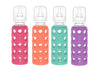 Lifefactory Glass Baby Bottles With Silicone Protection - 4-Pack, 9 Oz Each Bottle (1- Raspberry, 1- Papaya, 1- Kale & 1- Grape)