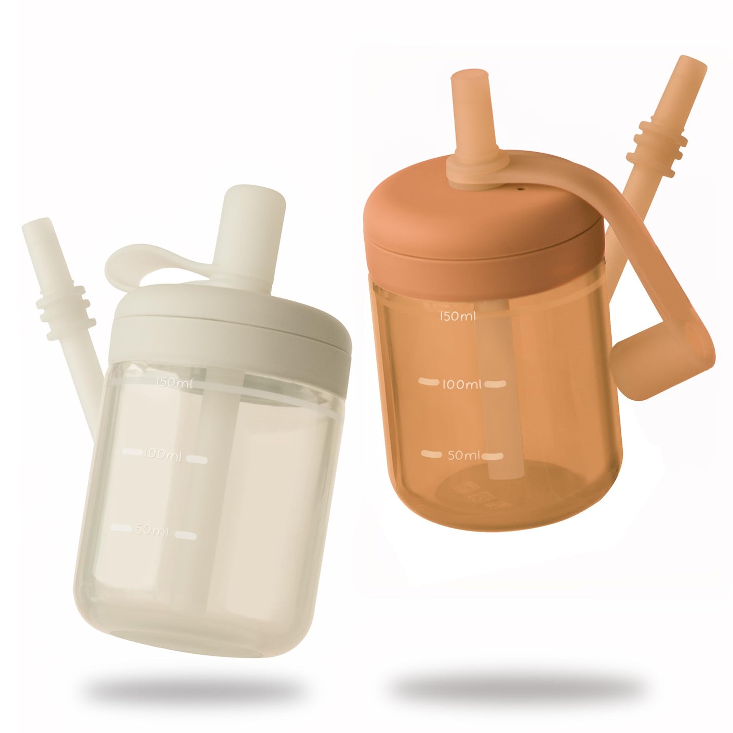 Moonkie Baby Straw cup | Silicone Toddler Sippy Cup Training Cup with Straw Lid | BPA-Free Drop-Proof Baby Cup | Led Weaning | 6