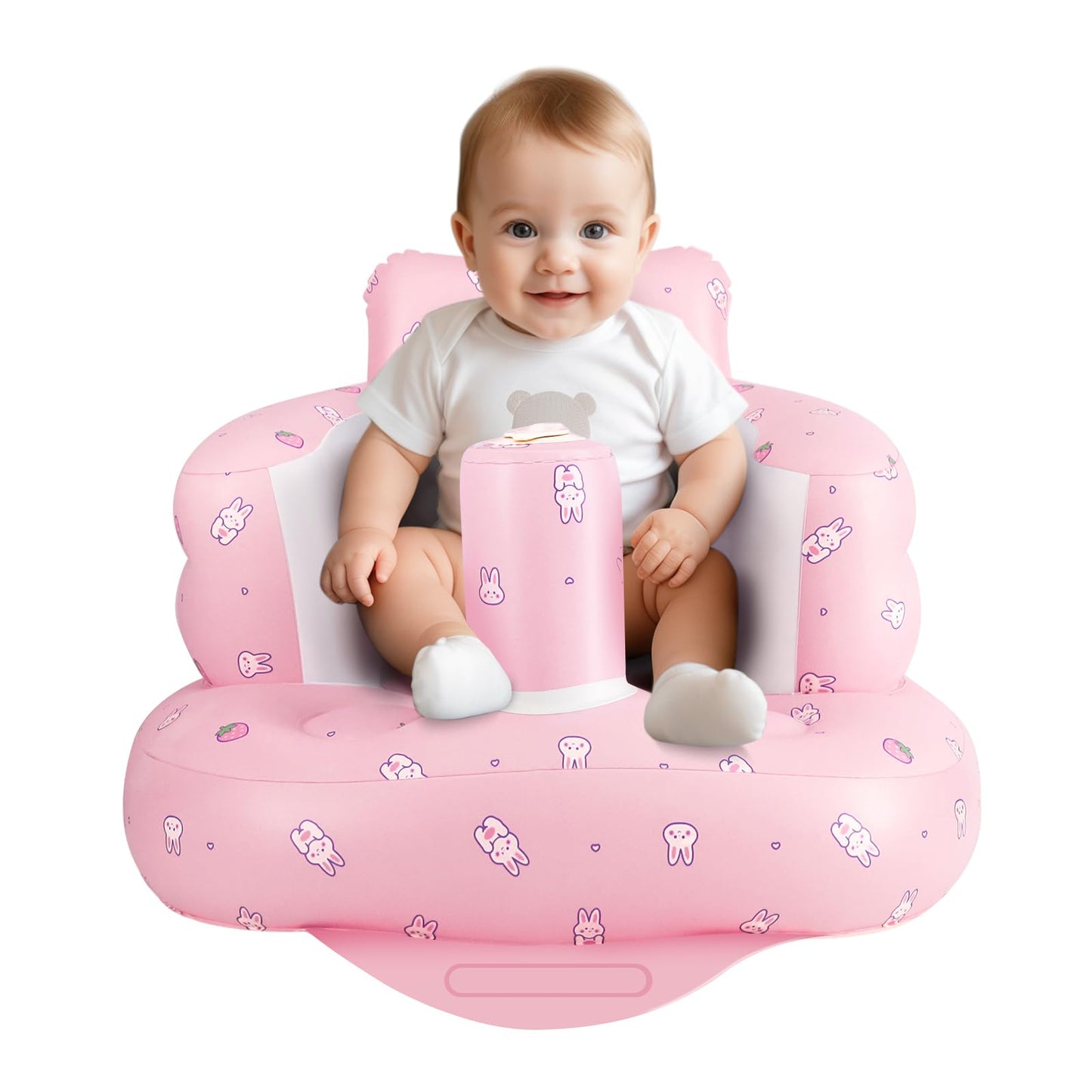 Inflatable Baby Chair, Inflatable Baby Seat for Babies 3 Months and Up, Summer Blow Up Chair with Built in Air Pump, Infant Floo