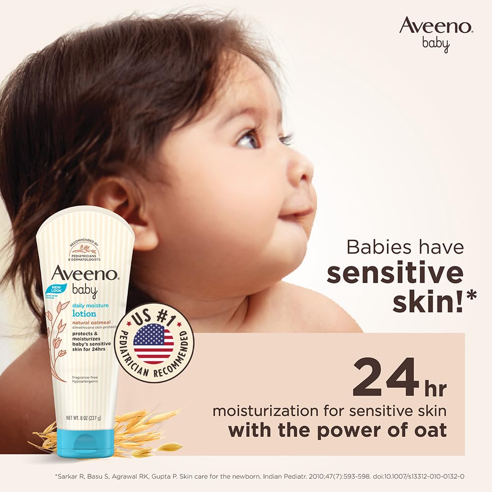 Aveeno Baby Daily Moisture Lotion For Delicate Skin With Natural Colloidal Oatmeal Dimethicone Hypoallergenic Fragrance Phthalat