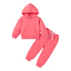 Happy Town Toddler Fall Outfits For Girl Boy Long Sleeve Hoodie Top And Long Sweatpants Set Toddler Sweatsuit (Solid Color-Coral