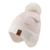Jangannsa Knitted Baby Hat Scarf Set Winter Warm Boys Girls Beanie Fleece Lining Toddler Kids Hats With Pompom (White Heart Hat,
