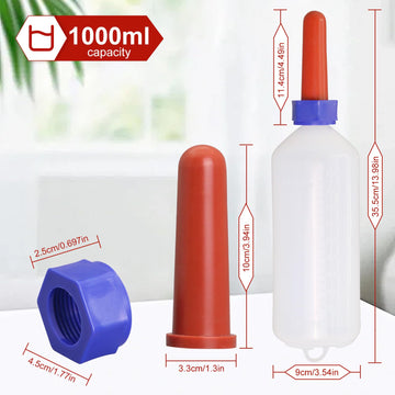 1 Quart Calf Milk Feeder Bottle Screw-On Calf Nursing Set Of Bottle With Nipple & Cap