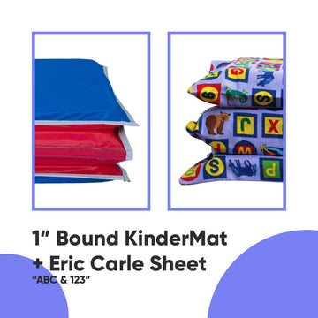 Kindermat + Eric Carle Kinderbundle - Abc & 123 - Full Nap Mat & Washable Cover, Special Edition - 47' X 22', Value Bundle, Gr