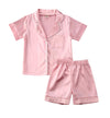 Toddler Baby Kids Satin Pajamas Set, Long Sleeve Button-Down Sleepwear Pjs For Girls (2T, Pink-Short Sleeve)
