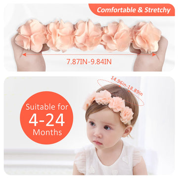 Flower Headbands For Baby Flower Crown Newborn Floral Headbands For 4-24 Months 3 Pack