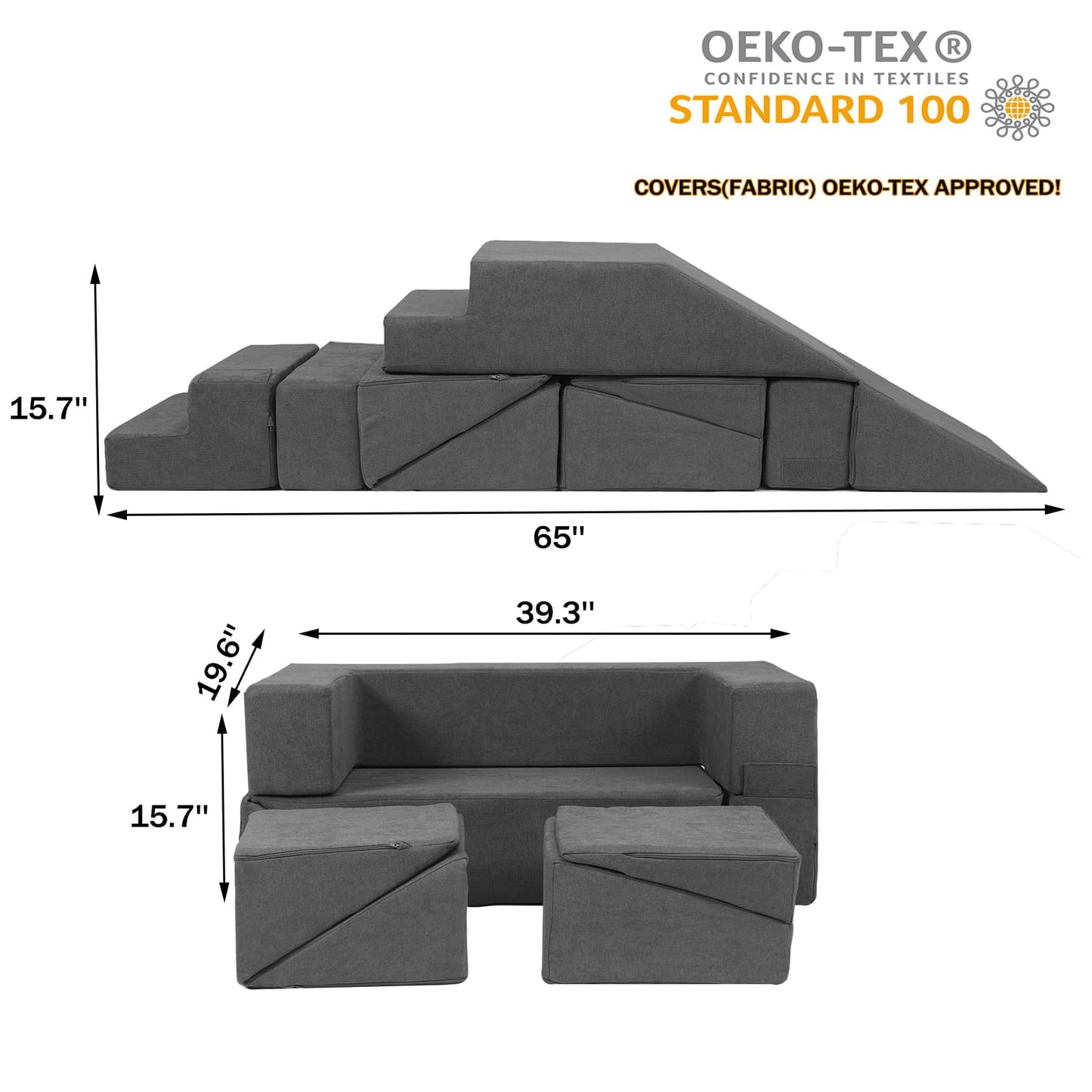 Gudoinsole Kids Play Couch Foam Climbing Blocks For Toddlers Sofa Convertible Climbing Toy For Creative Child Girls And Boys Cli