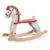 Mentari Toys - Rocking Horse - Sturdy Wooden Ride-On with Red Saddle and Harness - No-Tip Design, Grey with White Spots - Promot