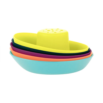 Boon Fleet Toy Boat Baby Bath Toys - Stacking Boat Toy Set for Bath Time Fun - Toddler and Baby Stacking Bathtub Toys With Drain