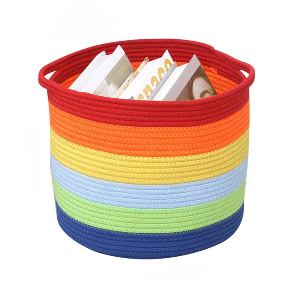 Kamuavni Baby Hamper, Rainbow Toy Basket Cotton Rope Basket for Nursery, Gift Basket Empty, Decorative Basket for Living Room an