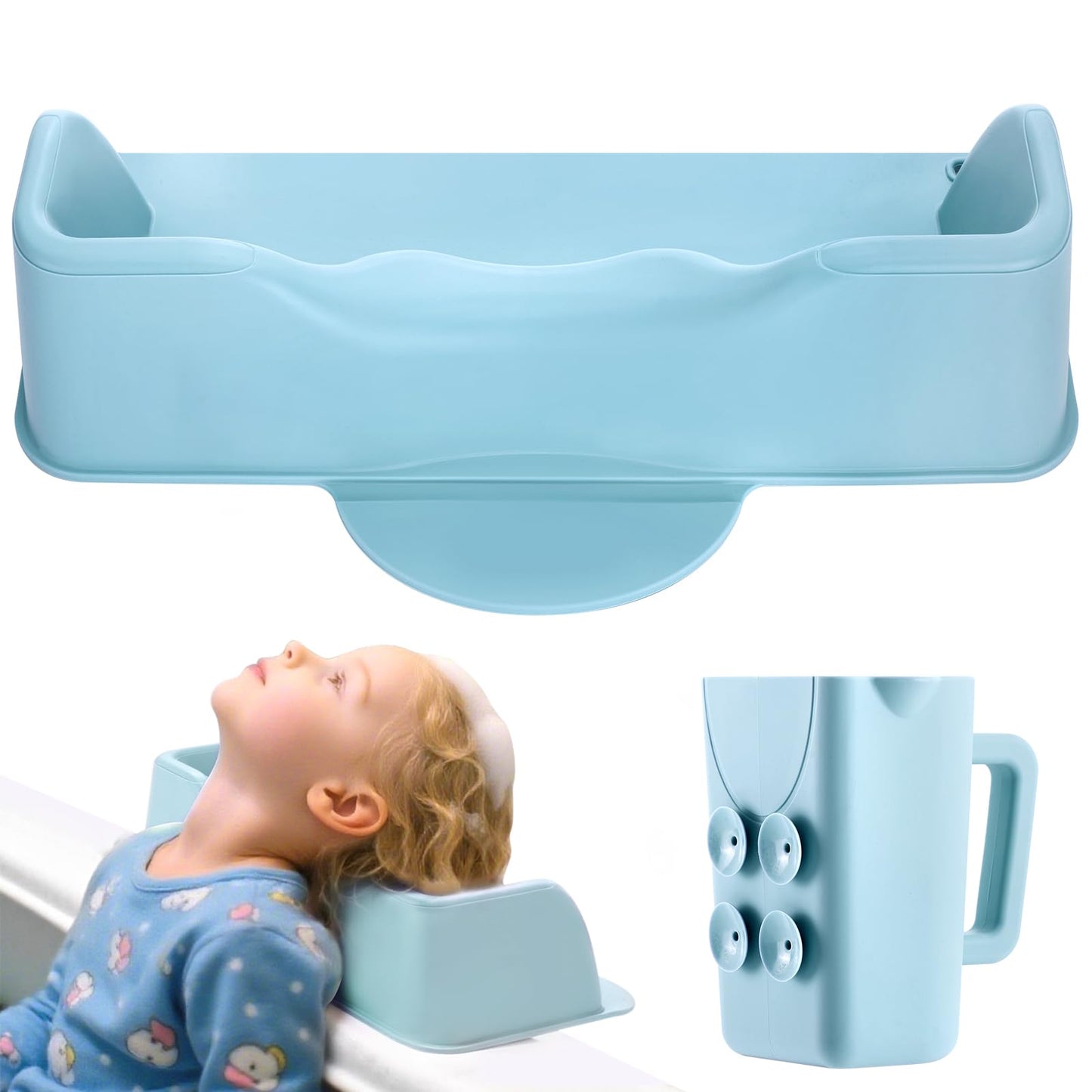 Hair Washing Station for Kids, Portable Silicone Hair Washing Basin for Sink & Bathtub, Tear-Free Shampoo Bowl with Rinse Cup,Ma