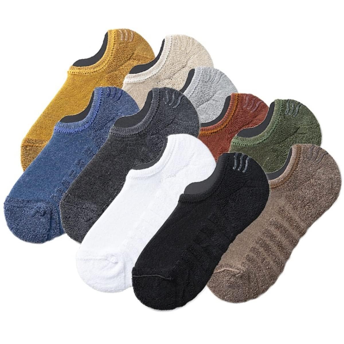 Men & Women Cotton Spandex No Show Loafer Socks AntiSlip Silicone Grip, Soft Towel Terry Low Cut Invisible Comfort Wear