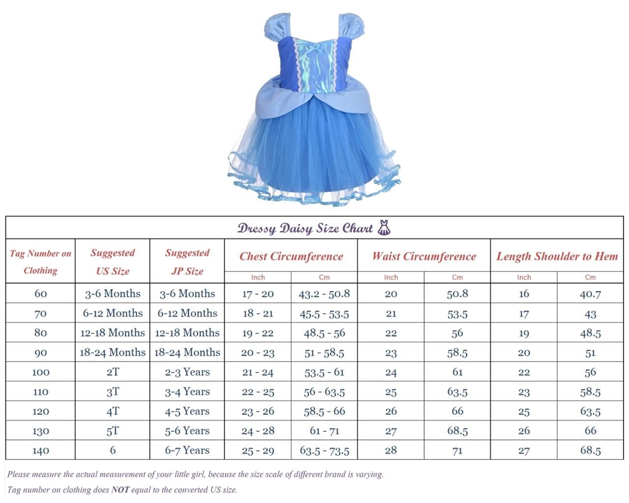 Dressy Daisy Princess Costumes Birthday Fancy Halloween Xmas Party Dresses Up For Baby Girls Size 3-6 Months