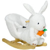 Qaba Baby Rocking Horse, Riding Horse, Bunny Rabbit Themed Rocker with Carrot Toy, Realistic Sound, & Pedals for Boy Girl Aged 1