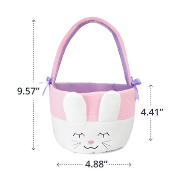 Plushible Bunny Easter Basket With Handle - Ideal For Baby'S 1St Easter, Toddlers, Boys, And Girls Of All Ages, Perfect For Gift