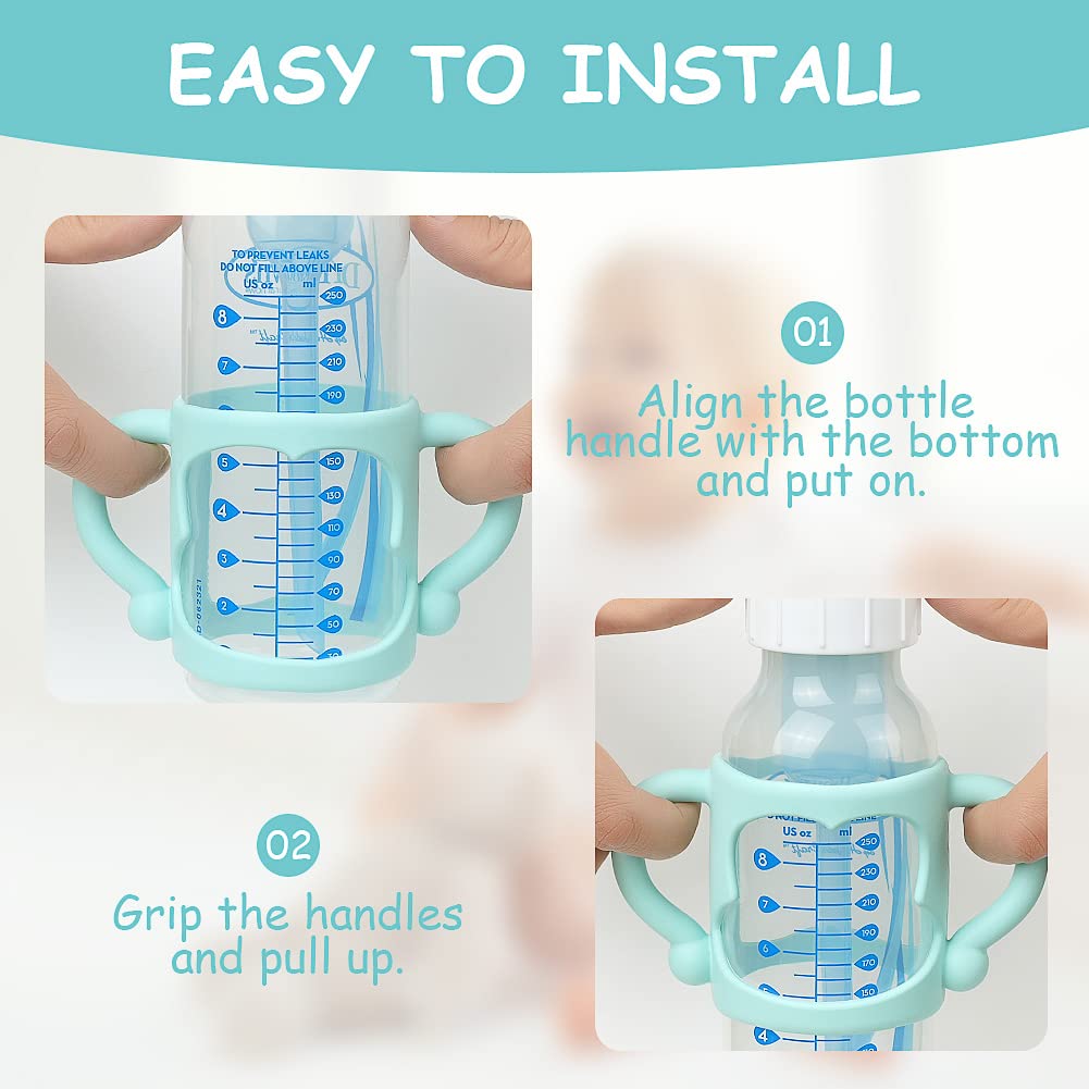 Dr. Brown'S Silicone Narrow Baby Bottle Handles - Pack Of 3, Easy Grip Handles (Red/Green/Blue)