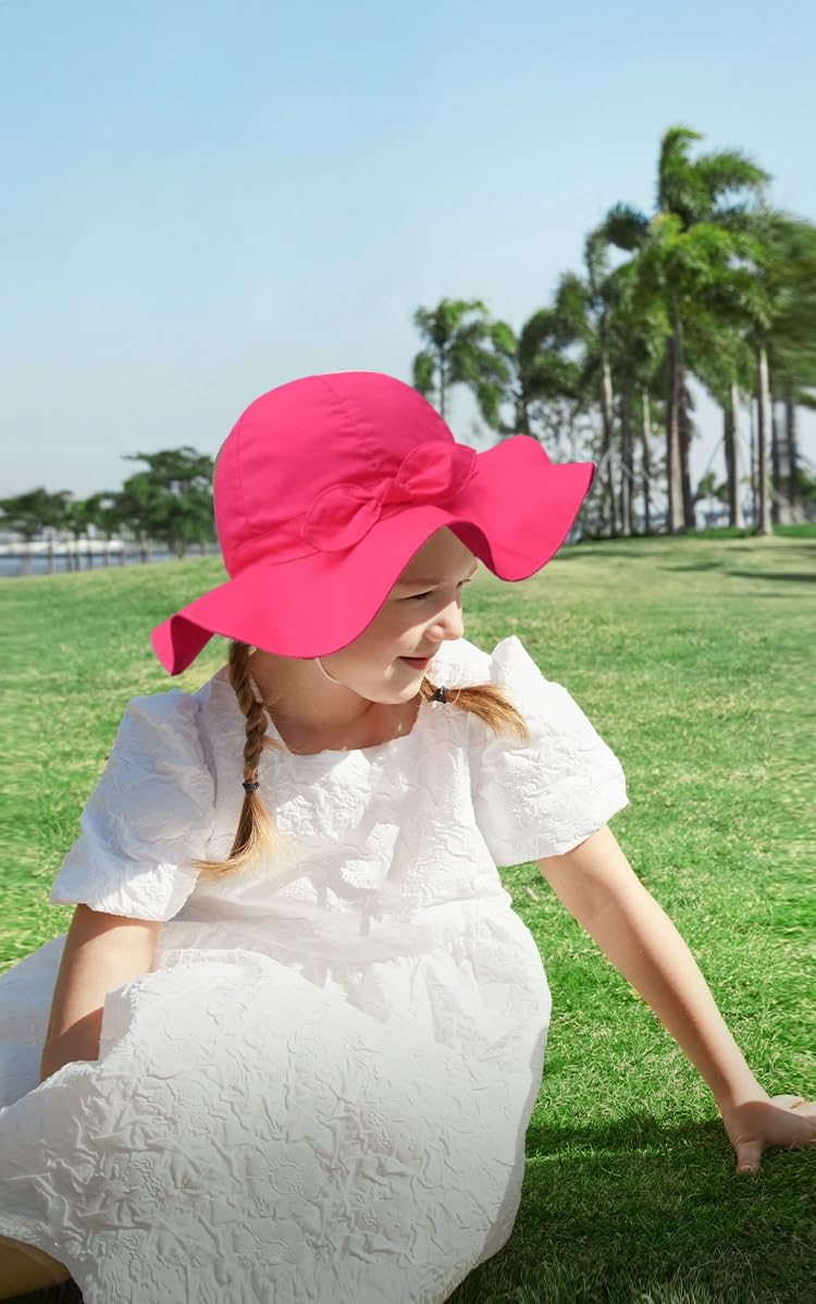 Vimeet Kid Baby Summer Hat Baby Sun Hat Toddler Beach Hat Baby Bucket Hat Baby Cap (16.9 In/3-6 Months, Rose)