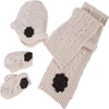 Ahyuan Baby Girls Warm Cable Knit Hat Scarf Mitten 3Pc Accessory Set (Beige)
