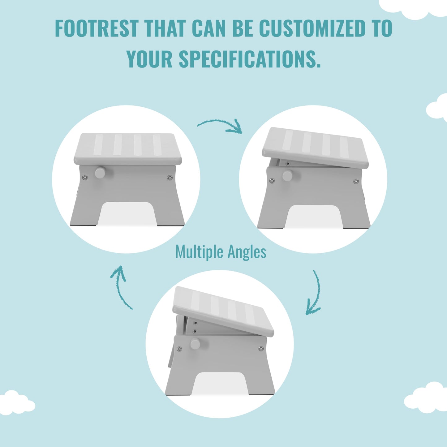 Dream On Me Ease-Up Adjustable Nursing Footrest In Pebble Grey, Made Of Sturdy Pinewood, Lightweight, Easy To Assemble